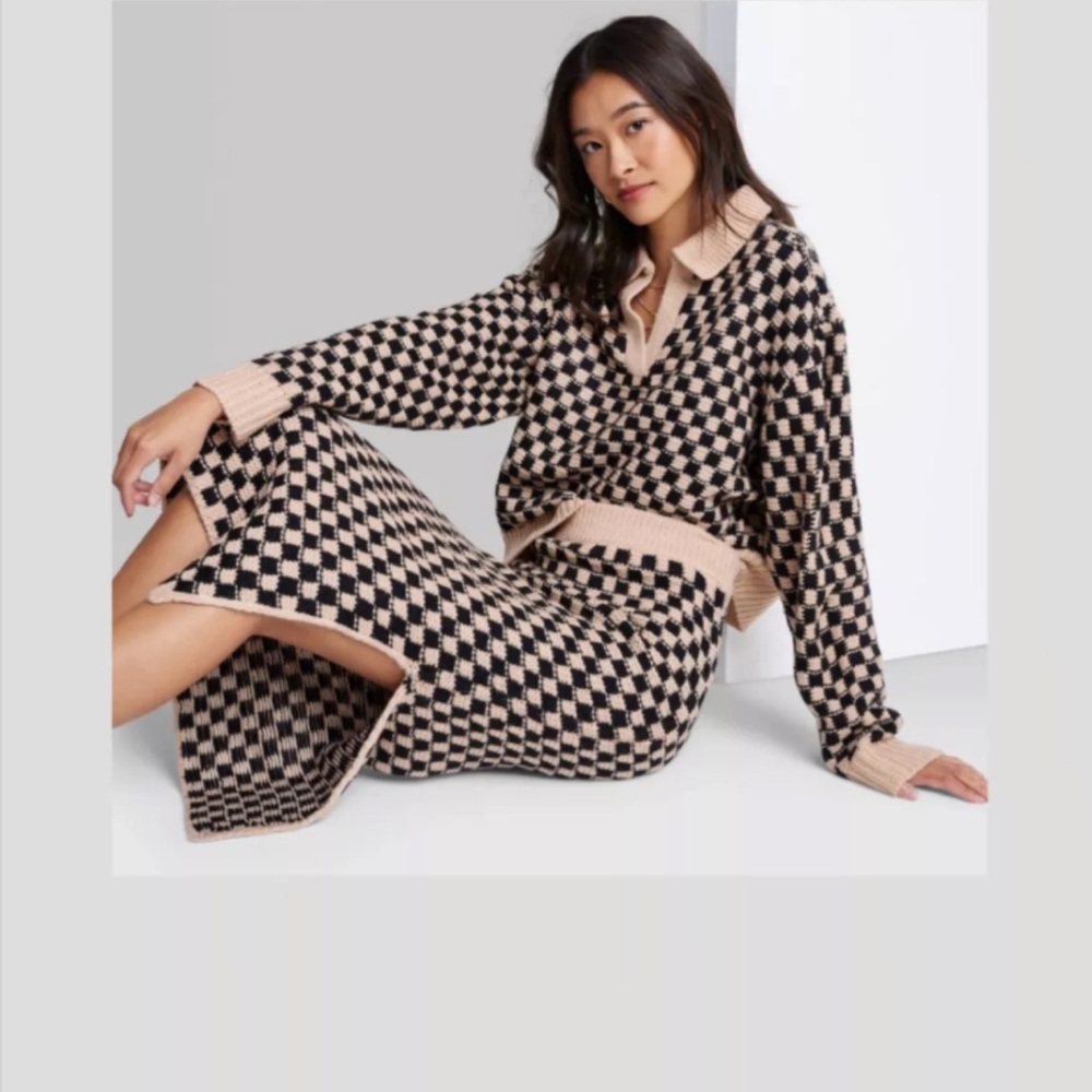 Women's Ascot + Hart Checkered
Midi Graphic Sweater Skirt - M Medium